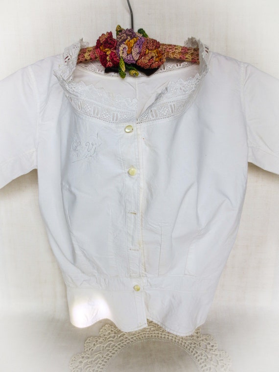 French Antique Cotton Blouse, Victorian Shirtwais… - image 7