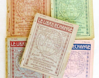 Antique Stamp Card Collector's Booklets, From France, Set of 4, 1914 ...