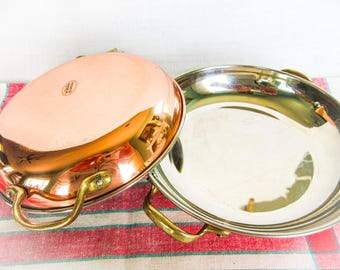 Set of 2 Copper Round Individual Gratin Pans, Vintage, Made in Korea