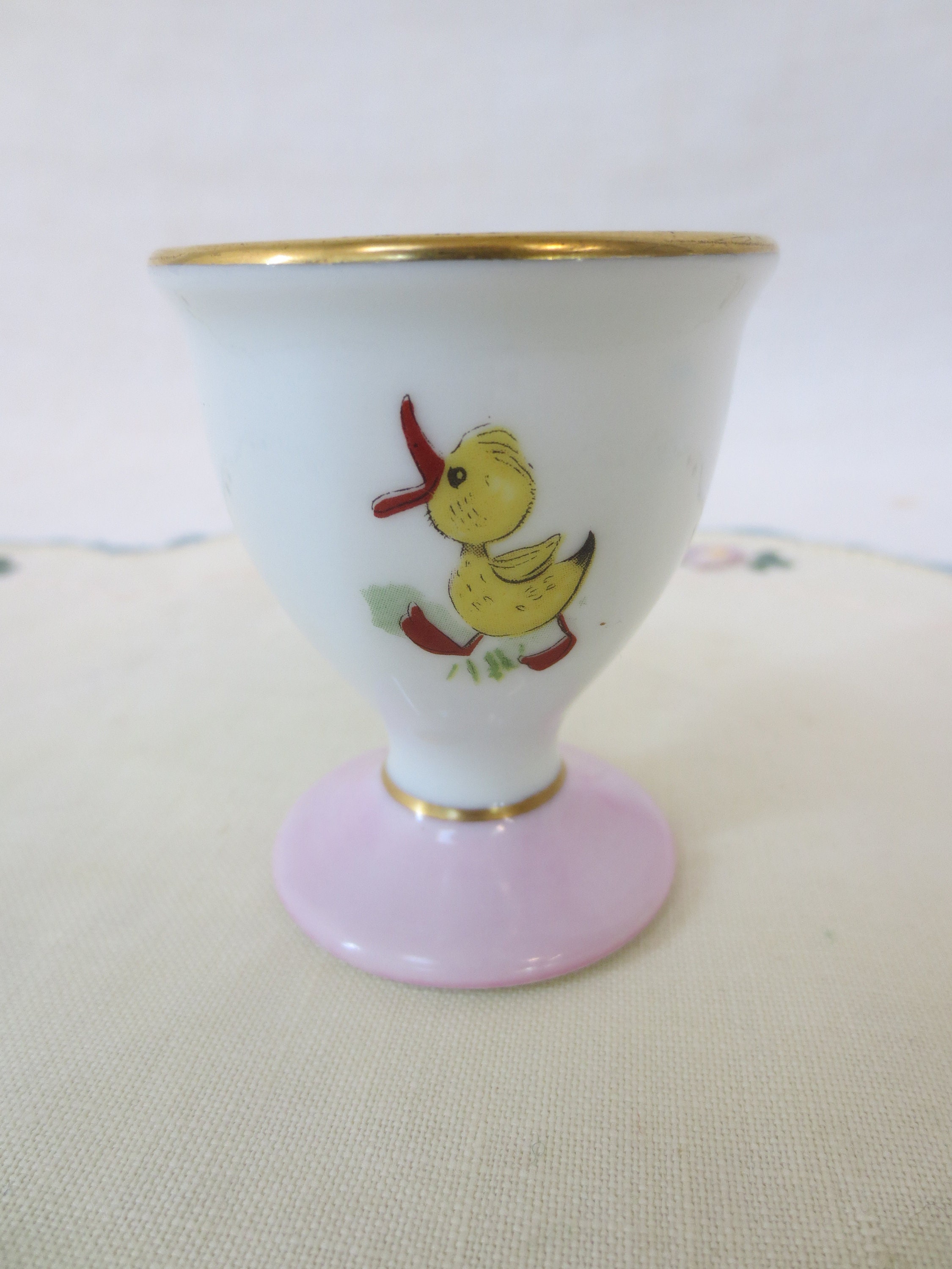 French Vintage Limoges Egg Cup Hand Painted Poodle Duck Etsy