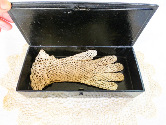 Long Lacquer Glove Box, French Antique Lacquer-Wa… - image 7