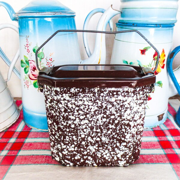 Antique Enamel French Lunch Pail Etsy