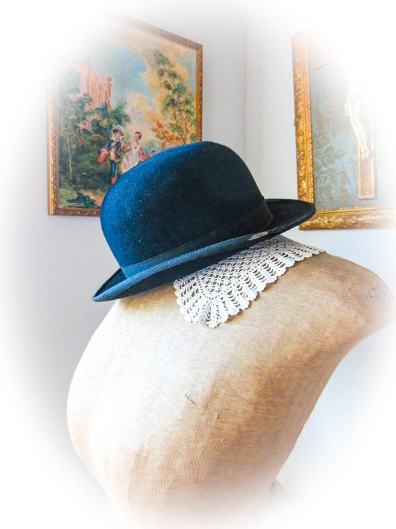 Antique Bowler Hat, French Antique from Paris, Fra