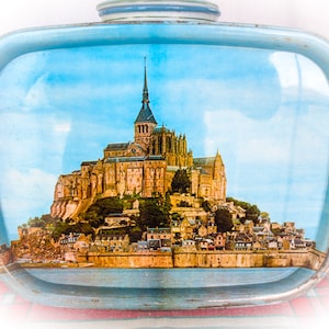 French Vintage Mont St. Michel Vintage Metal Platter - Mont St. Michel Souvenir