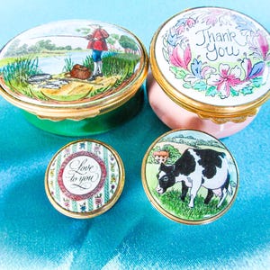 英国STAFFORDSHIRE ENAMELS ピルケース　テディベアピルケース Staffordshire Enamels Marmalade Cat Trinket/Pill Box