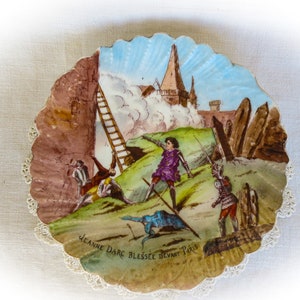 Hand-Painted Joan of Arc Limoges Porcelain Plate: French Antique Decor
