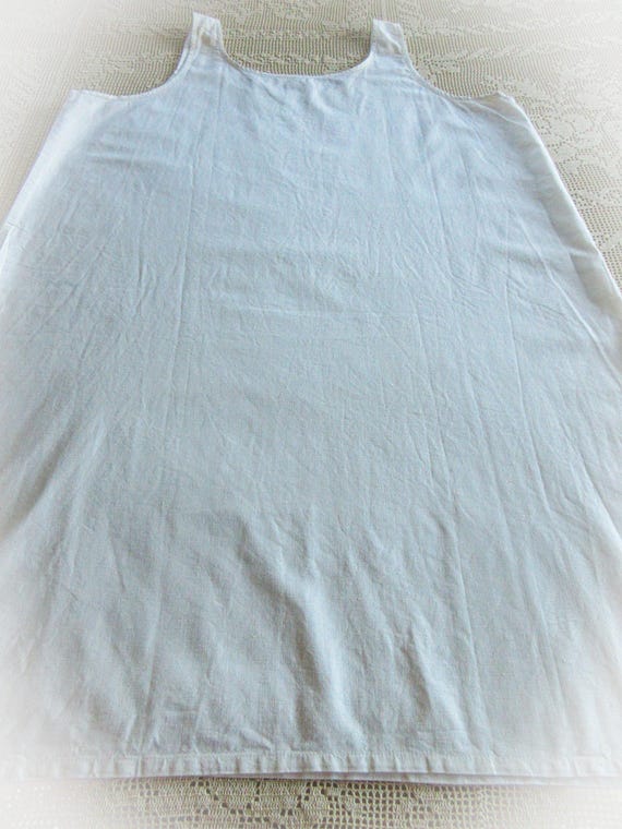 Antique French Linen Slip: Lace Trim Chemise, Siz… - image 12