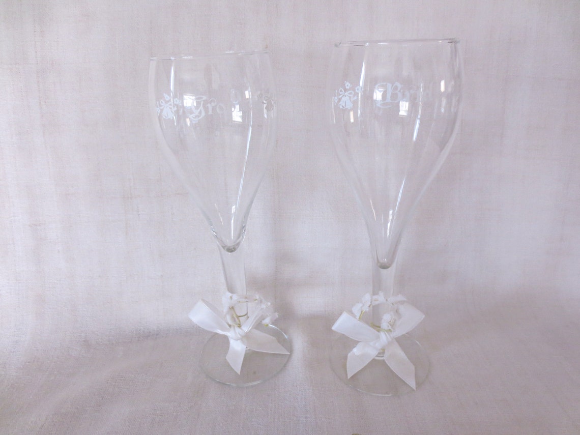 Vintage Wedding Toast Champagne Flutes with Heart Shaped Etsy