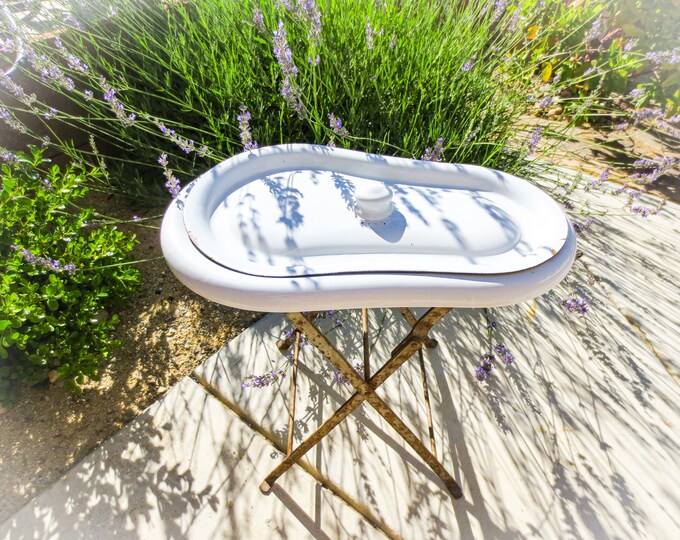 French Enamel Bidet, Antique Bidet, France, Outdoor Women's Toiletry