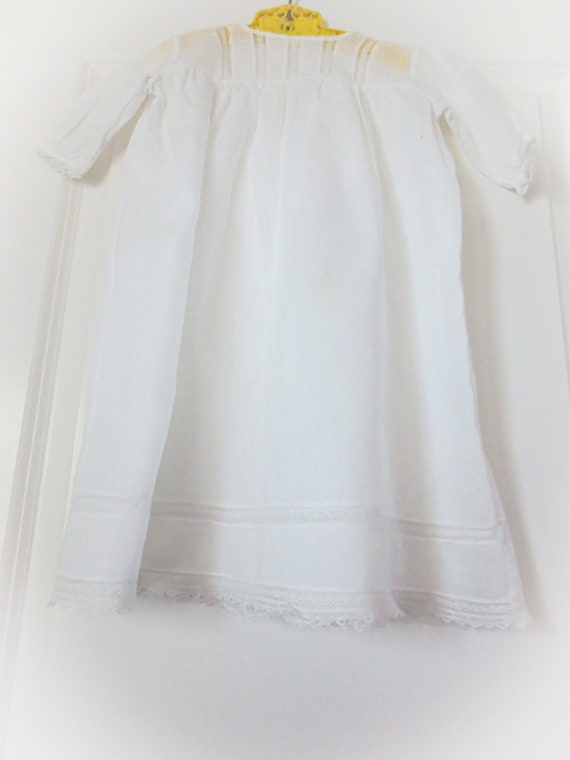 Fr. Antique Baby Baptismal Gown, White Cotton, Al… - image 3