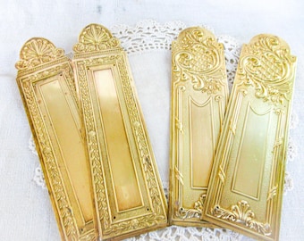 Choose from Two Sets of Antique Neo Classical Brass Door Plates, Door Protectors, Napoleon III, Late 1800s
