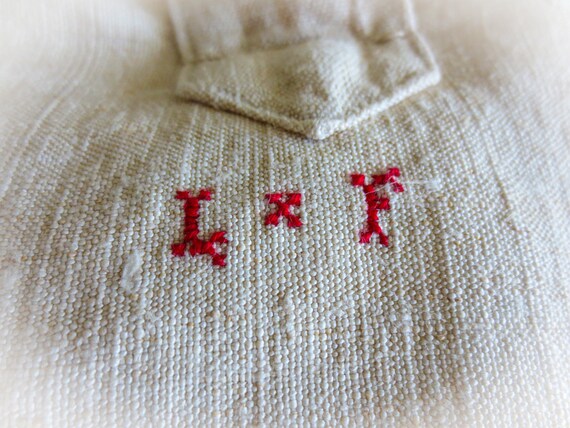 French Linen  Nightshirt Gown, Antique Night Shir… - image 5