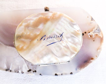 Antique Biarritz Mother of Pearl Coin Purse: French Souvenir
