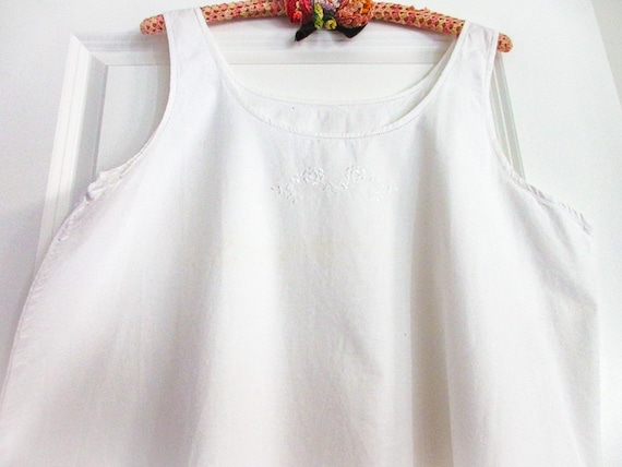 Antique French Linen Slip: Lace Trim Chemise, Siz… - image 2