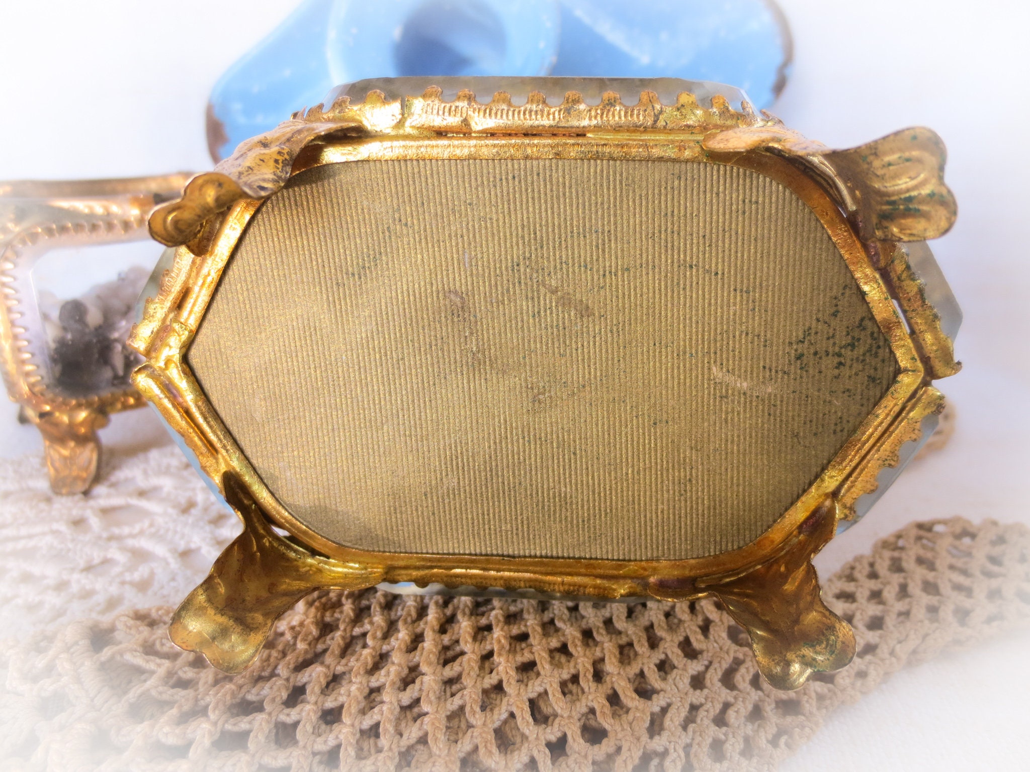 フランス　アンティーク　オルモル　ガラス　ジュエリー　ボックス　真鍮　ゴールド フランス アンティーク オルモル ガラス ジュエリー ボックス ゴールド