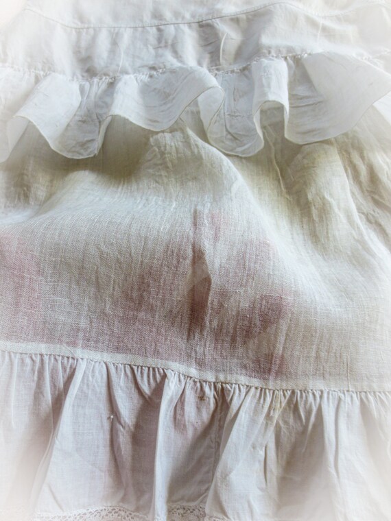 Antique French Child's Linen Dress: Handmade Lace… - image 3