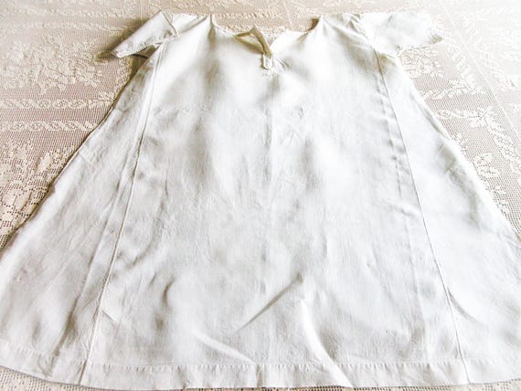 French Linen  Nightshirt Gown, Antique Night Shir… - image 4
