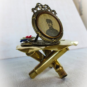 Colección de arte de trinchera, soporte para balas, marco para fotos, 3 medallas de reclutamiento
