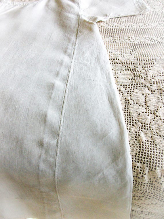 French Linen  Nightshirt Gown, Antique Night Shir… - image 15