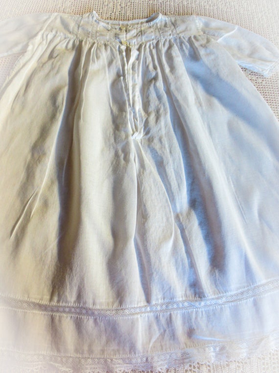 Fr. Antique Baby Baptismal Gown, White Cotton, Al… - image 4