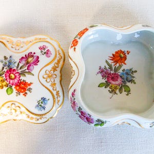 Antique Sevres Porcelain Trinket Box: French Floral Jewelry Casket