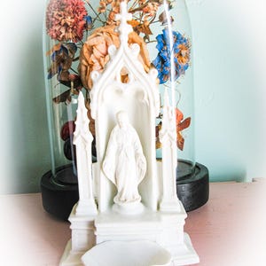 French Antique Benitier, Holy Water Font, Glazed Porcelain Font, Bisque Our Lady, Paris Porcelain, Religious Icon