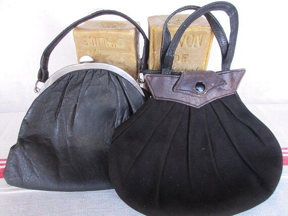 フランス ヴィンテージ 1930's 1940's レザーメールバッグ La Poste PTT 10s20s30s40s ワークジャケット リネンコート アンティーク 送料込 フランス製ヴィンテージレザーハンドバッグ2点：1930年代の小さな