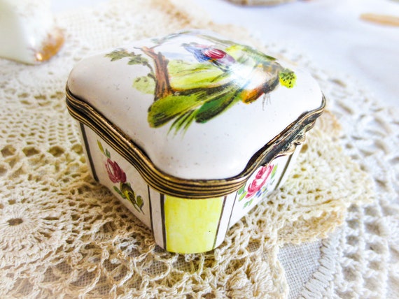 Porcelain Pill Box, Hand Painted, French Antique,… - image 6