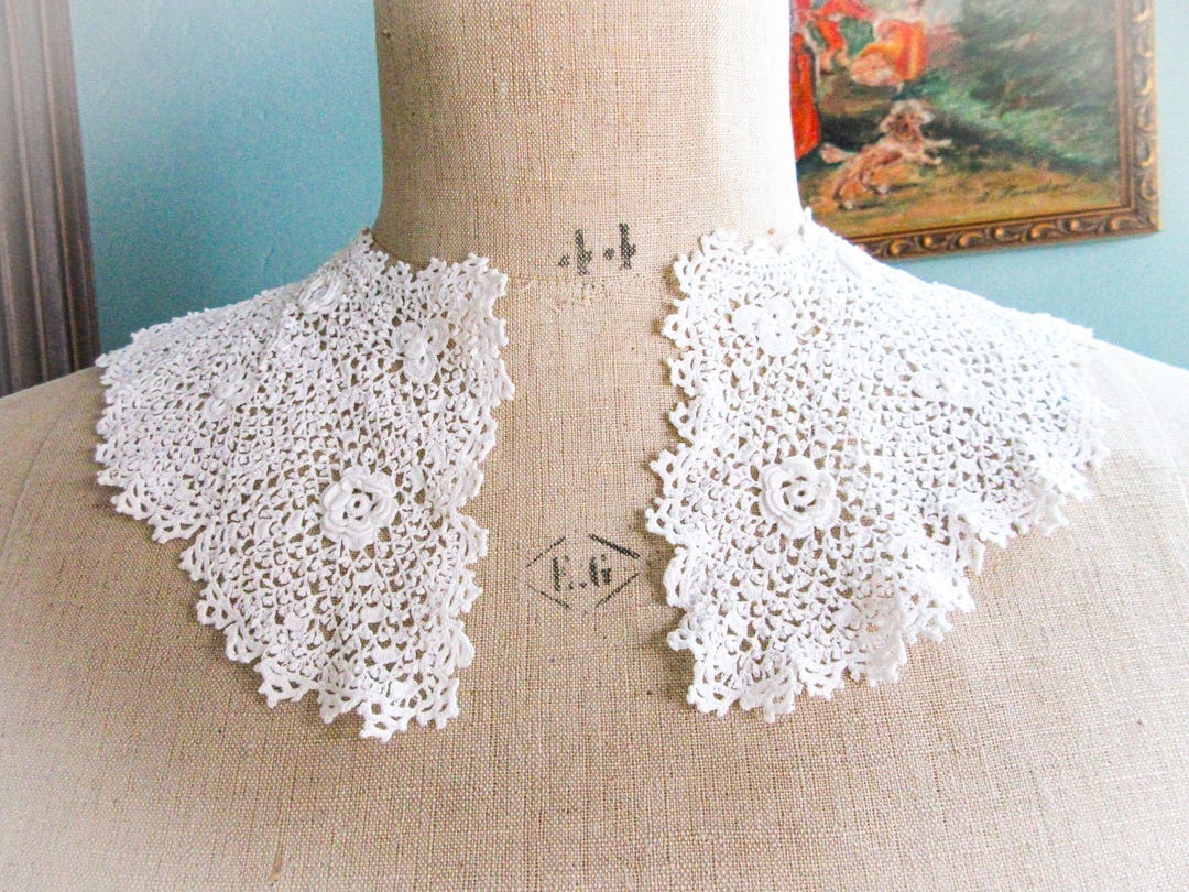 Vintage Irish Crochet Lace Collar - Clones Lace, Bright White - Etsy