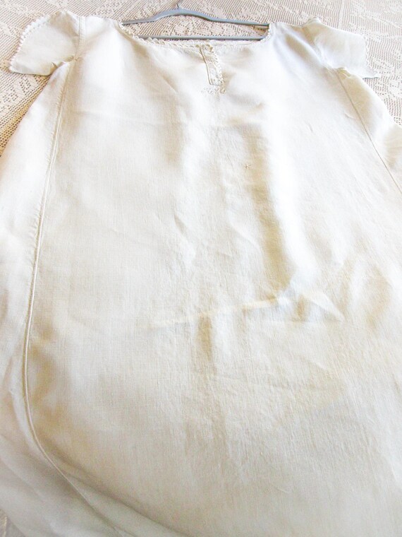Antique French Linen Nightgown: Monogrammed Heavy… - image 11