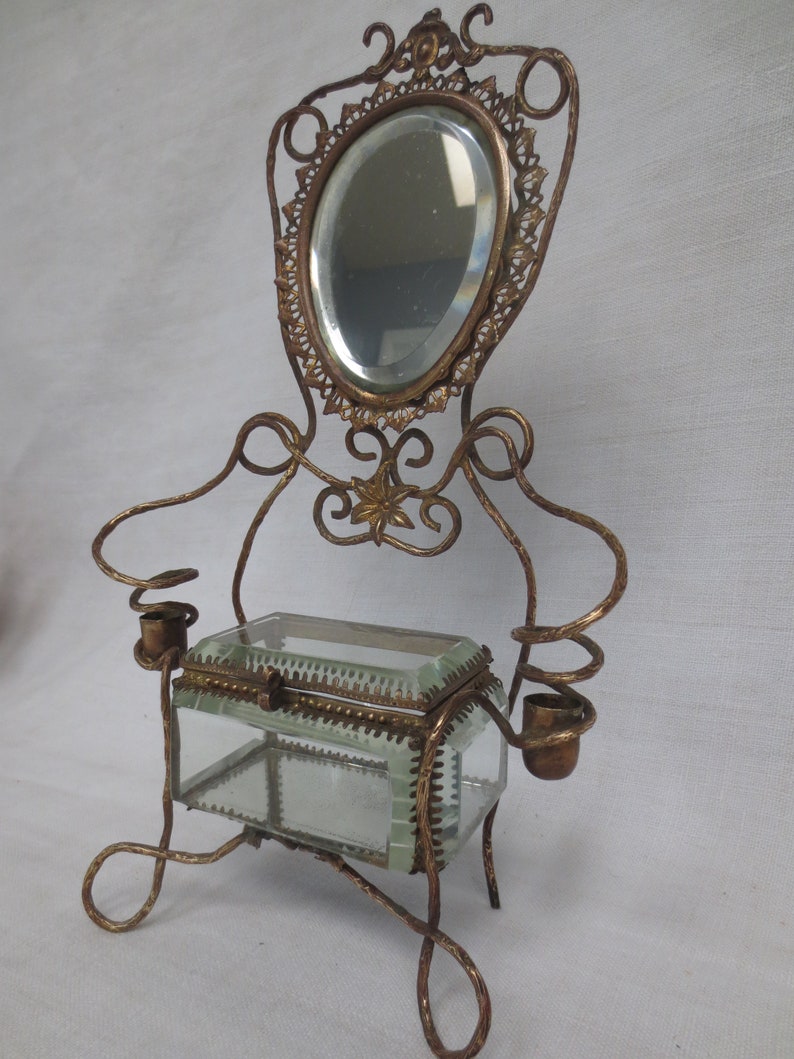 French Antique Jewelry Box Dressing Table Accessory Oval Etsy