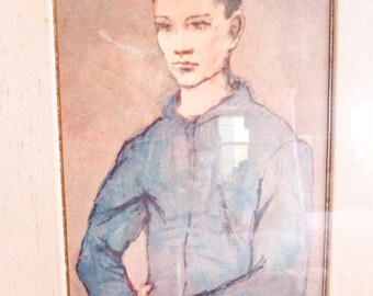 ヴィンテージ額入りプリント：パブロ・ピカソの「青い少年」 - Etsy 日本