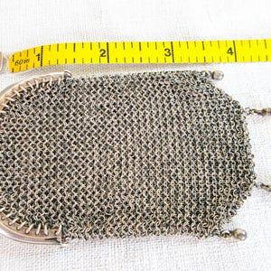 Französische antike Sterling Mesh Geldbörse, Kettenpost Geldbörse, wie besehen, 1/2 des Schnappverschlusses fehlt