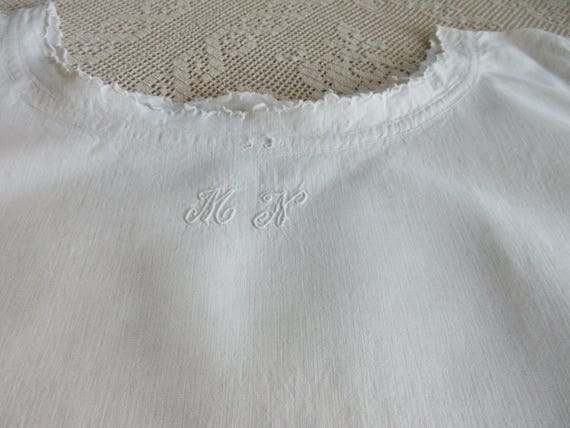 French Linen  Nightshirt Gown, Antique Night Shir… - image 4