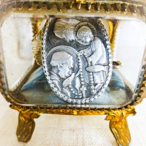 French Religious Medal Vintage Silver Pendant, Healing Medal, Souvenir of the Pilgrimage to Lourdes, France