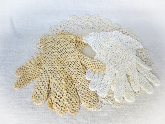 フランスアンティークかぎ針編みレース手袋 2組 - Sサイズ - Etsy 日本