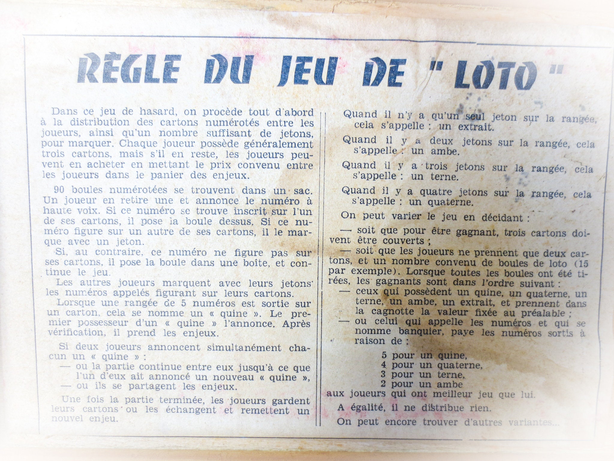 French Antique Loto Game Original Box Loto Cards and - Etsy