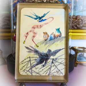 WWI Trench Art Cartoon, 1917, Signed by Artist, Humorous, Beveled Glass Antique Frame, Propaganda Art, Military History
