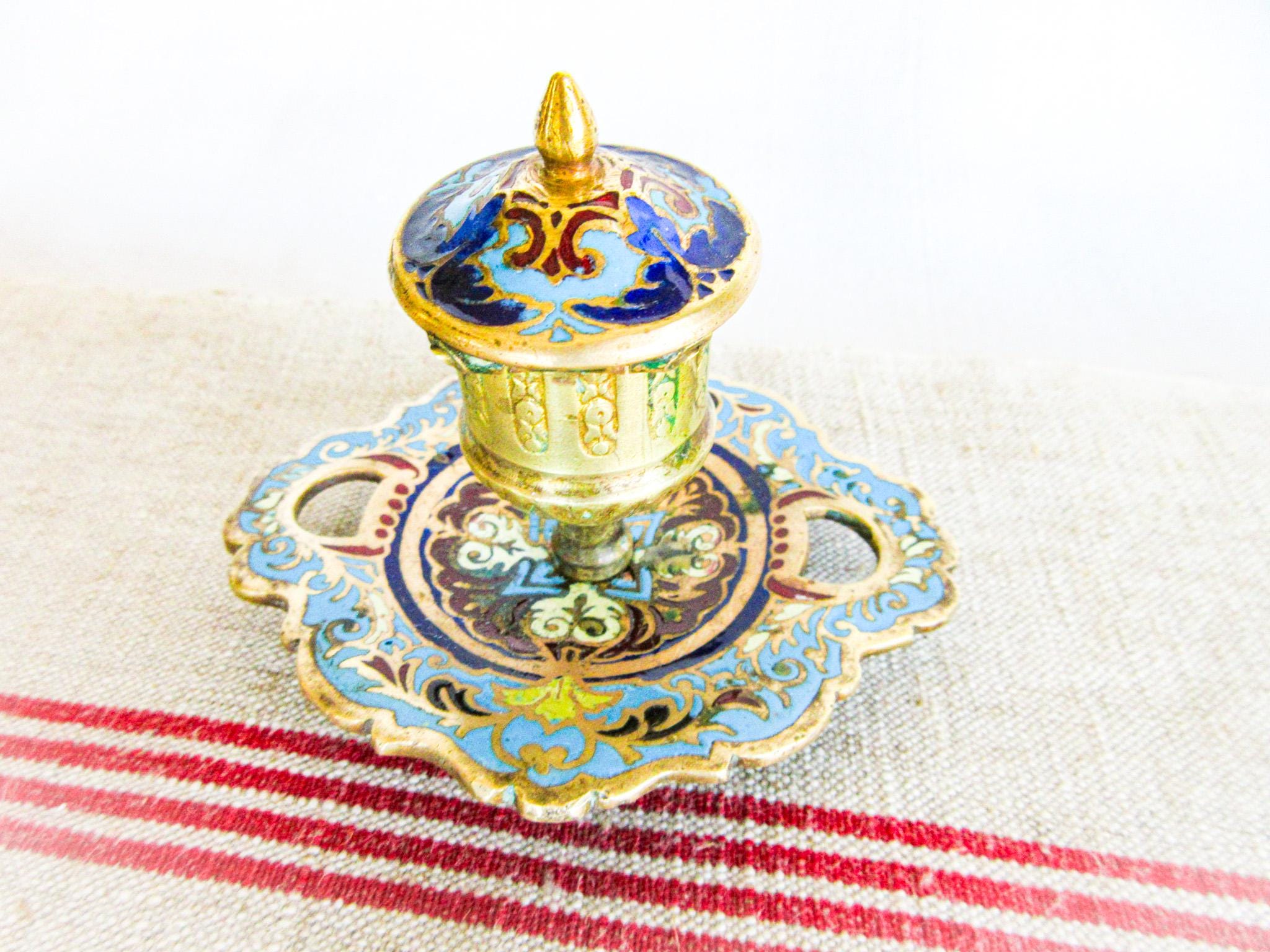 French Enameled Inkwell - Etsy