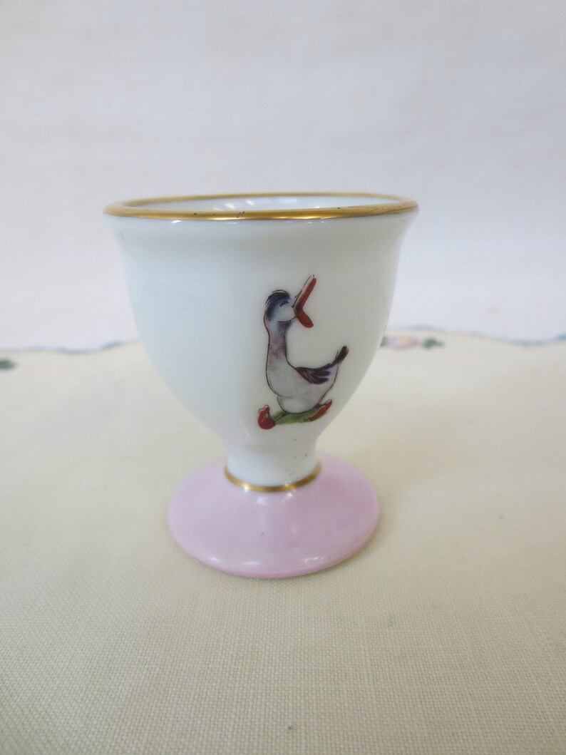 French Vintage Limoges Egg Cup Hand Painted Poodle Duck Etsy