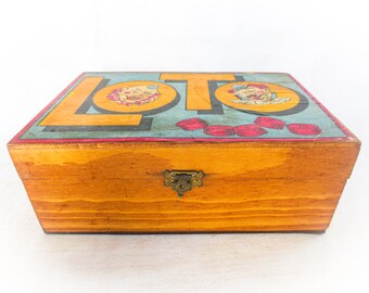 フランスのアンティーク ロトゲーム - オリジナルボックス、ロトカード