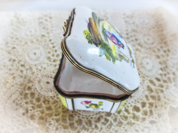Porcelain Pill Box, Hand Painted, French Antique,… - image 8