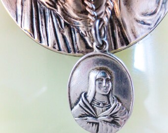 Saint Kateri Kekakwitha Medal on Sterling Silver Chain, Saint Kateri, Lily of the Mohawks,  Kateri Tekakwitha - French Canadian Saint