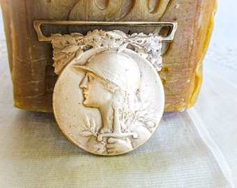 WWI War Cross. Antique French Medal With Ribbon and Silver Star