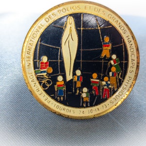 Antique Lourdes Pin: 1973 International Pilgrimage Souvenir