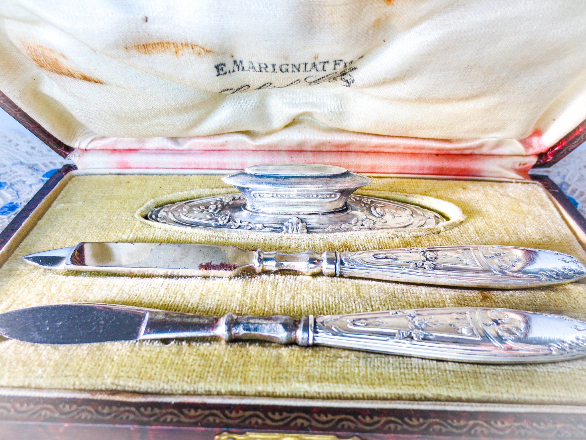 アンティークフランス製スターリングシルバーのマニキュアセット