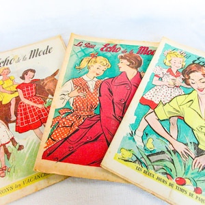 3 French Fashion Magazines, Lot of 3 French Vintage Fashion Magazines &quot;Le Petit Echo de la Mode&quot; 1950, Parisian Fashion Magazine