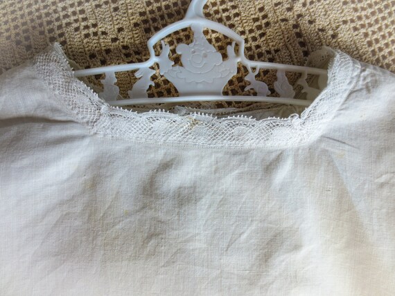 Antique French Child's Linen Dress: Handmade Lace… - image 10