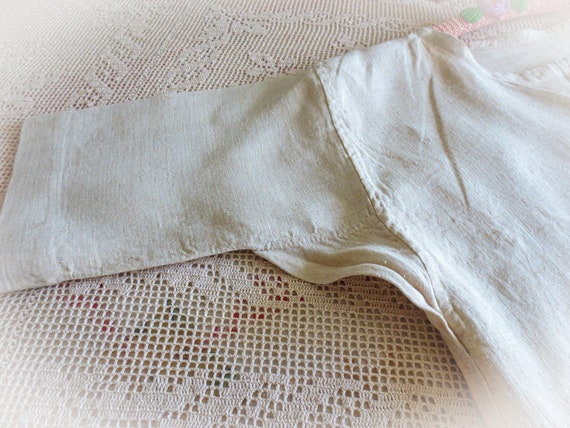 French Linen  Nightshirt Gown, Antique Night Shir… - image 3