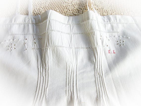 Antique French Linen Slip: Lace Trim Chemise, Siz… - image 3